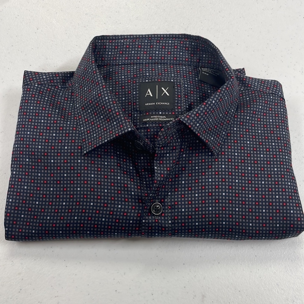 Armany exchange mens black and red dress shirt